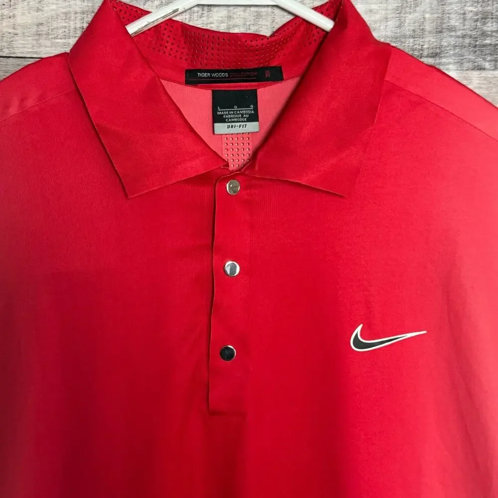 Nike Tiger Woods Gradient Lite Polo Shirt Mens Large Red Dri Fit Performance